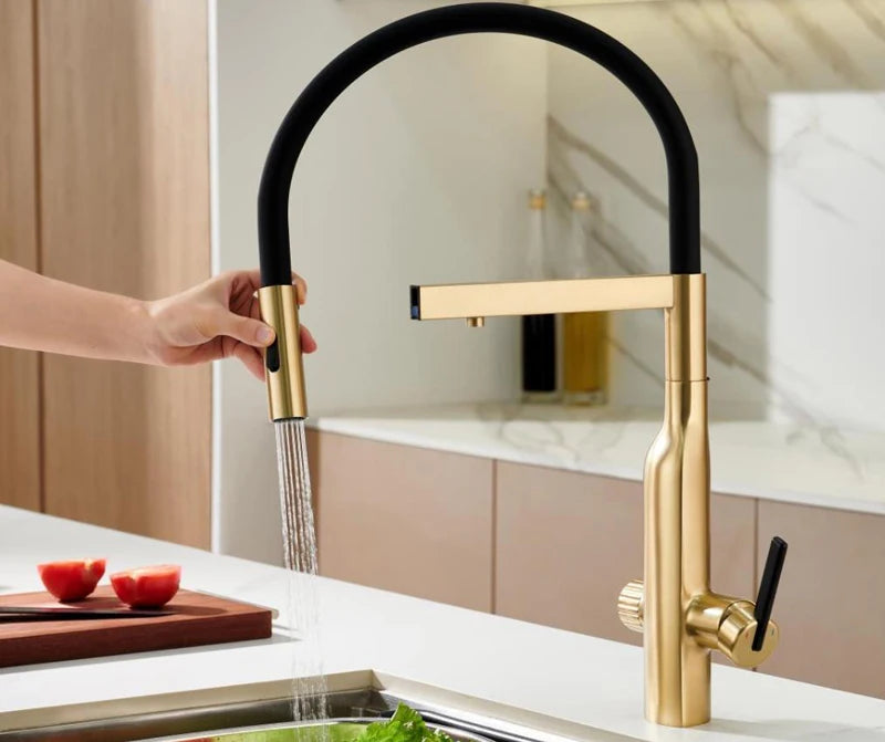 Shiny Rose Gold Brass Pull-Out Cold Water Hole