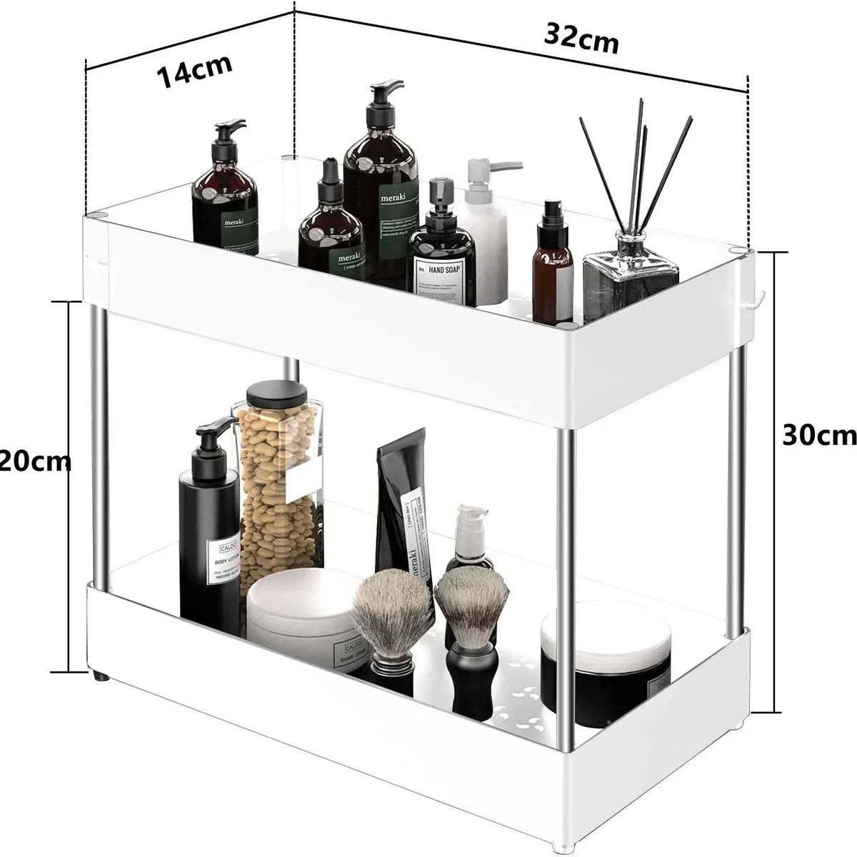 2-Tier Under Sink Organizers Storage Sliding L-Shape Under