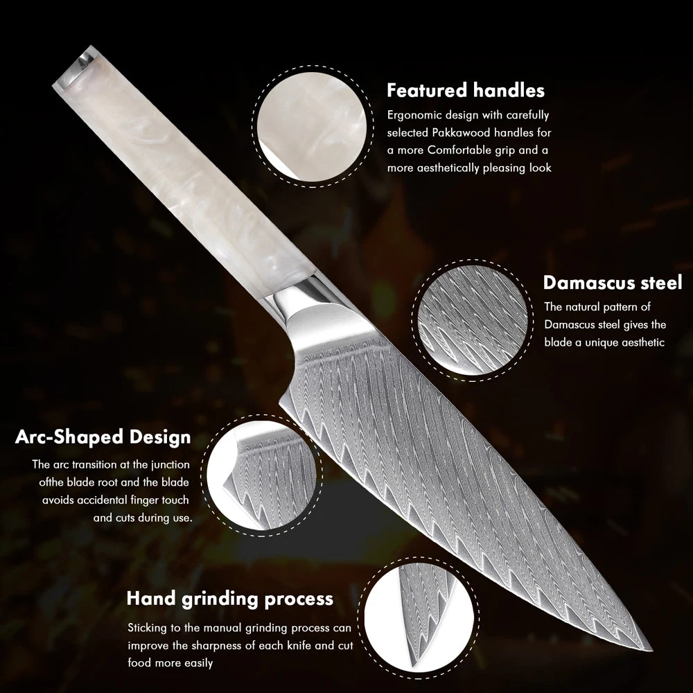 Turwho Utility Knife Damascus Steel Professional Chef Knife