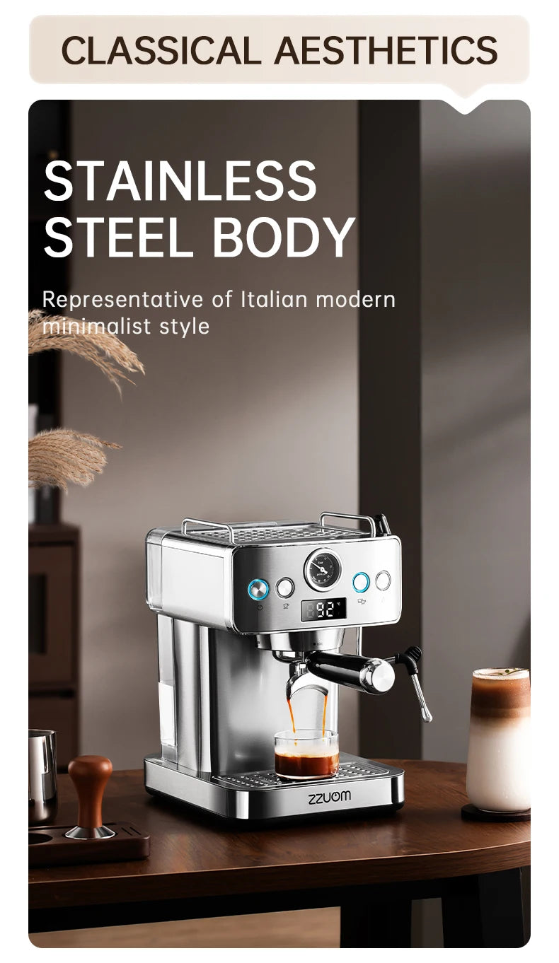 20bar Semi-Automatic Espresso Machine Stainless Steel Casing
