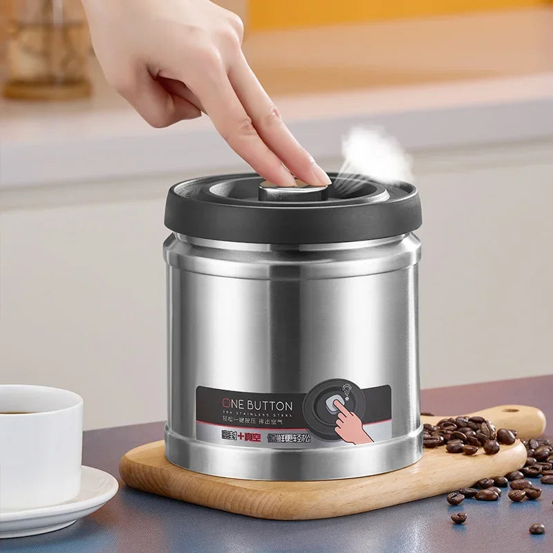 Vacuum Sealed Jug Coffee Beans Stainless Steel Airtight