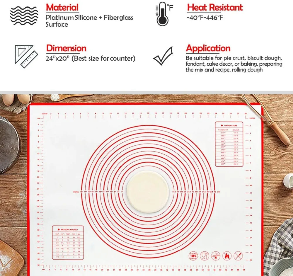 Untior 1pcs Silicone Baking Mat Kneading Pad Dough