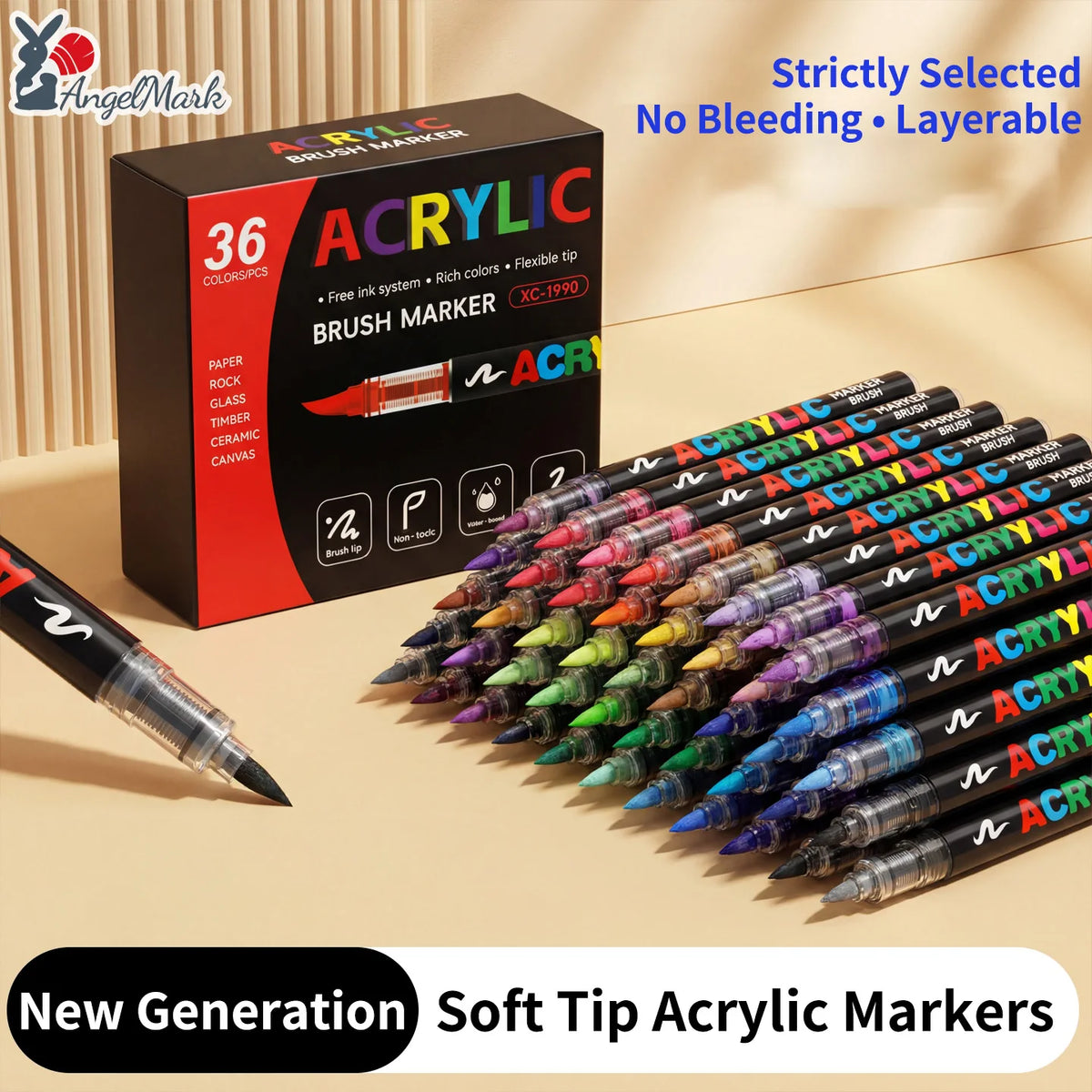 12-168 Colors Acrylic Paint Pen Marker Brush Tip