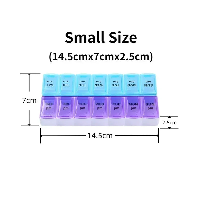 Travel Pill Organizer 7-Day Compartmented Storage Box 14