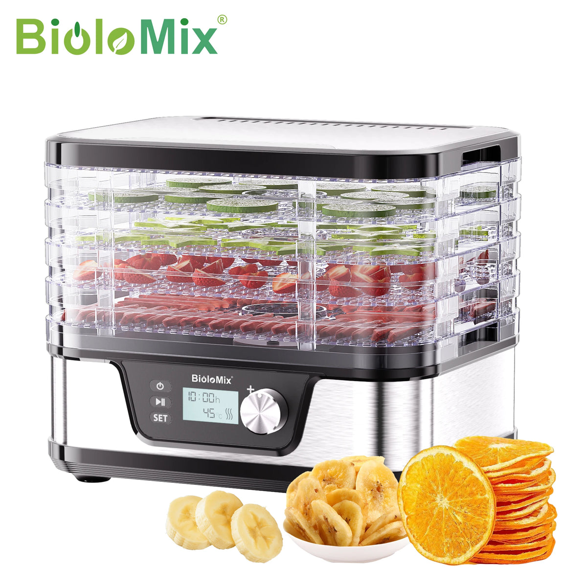 Biolomix 10l Food Dehydrator Bpa-Free 5-Tray Digital Timer