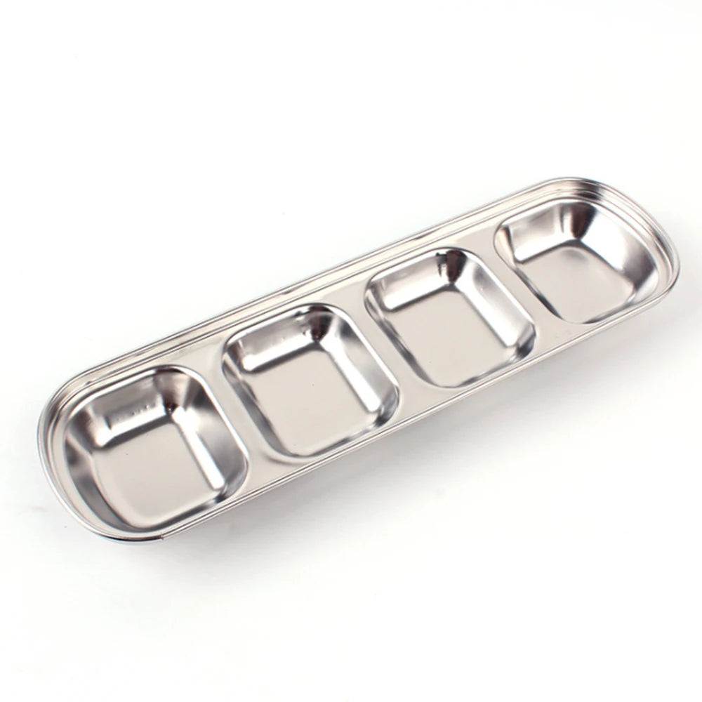Stainless Steel Outdoor Barbecue Dipping Dish Multi-Grid