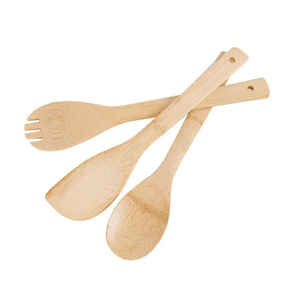 3pcs Safe Bamboo Cookware Ecofriendly Durable Cooking Utensils