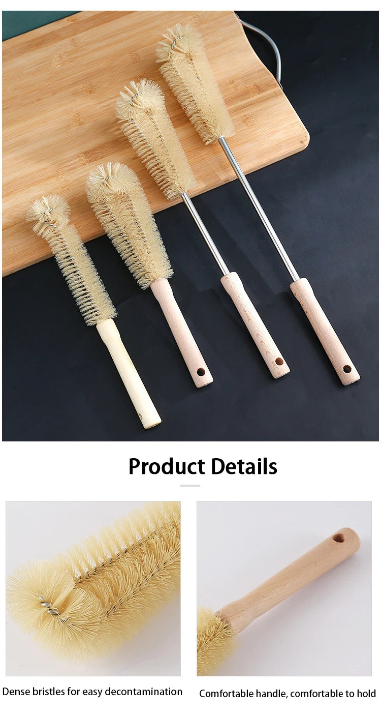 Wooden Bottle Cleaning Brush Long Handle - Glass