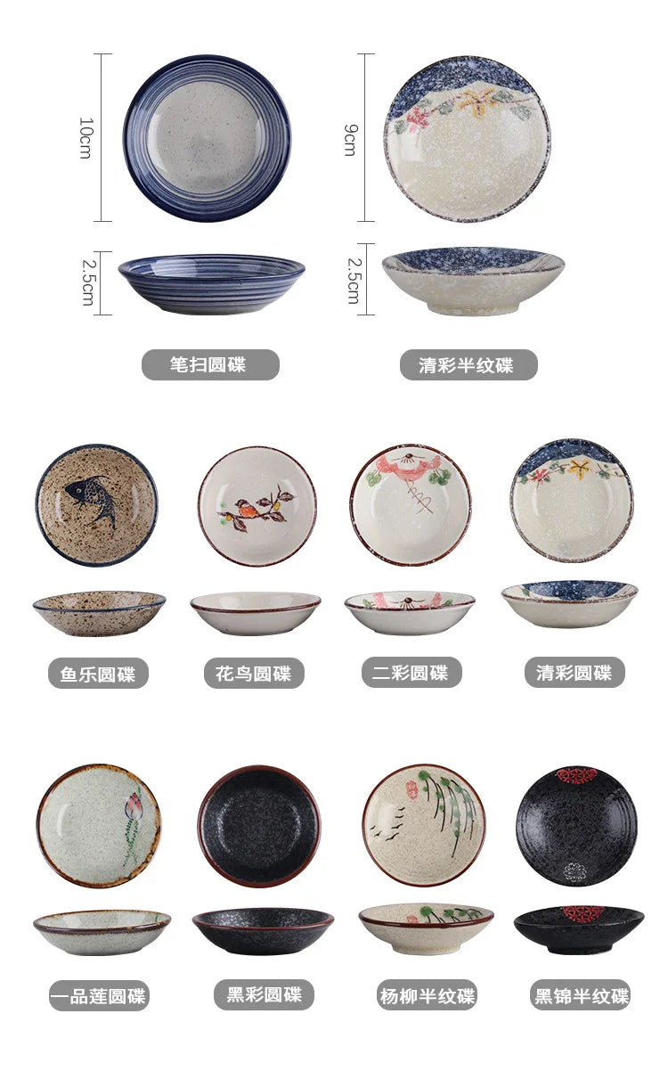 Ceramic Seasoning Dish Japanese Willow Porcelain Taste Dish