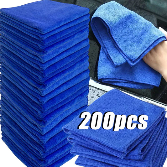 200pcs Microfiber Towels Car Wash Drying Cloth Blue