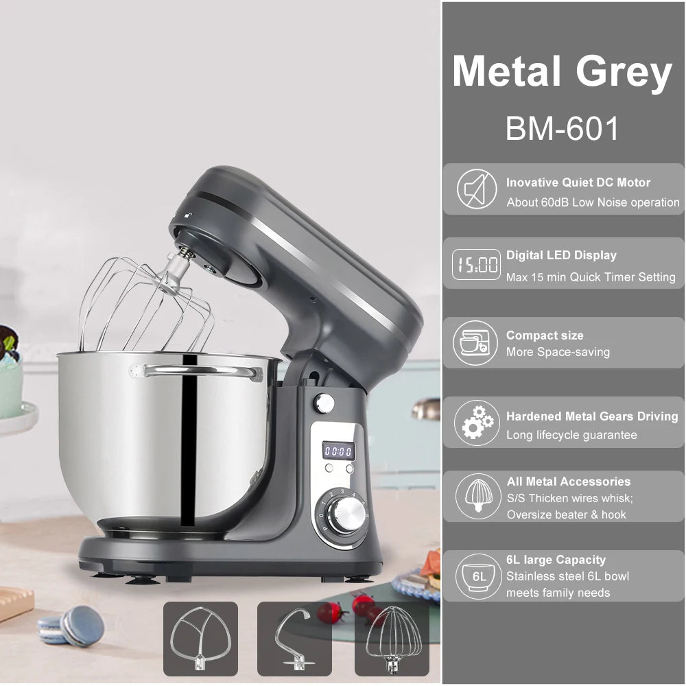 Biolomix 6-Speed Food Stand Mixer 1200w Dc Quiet