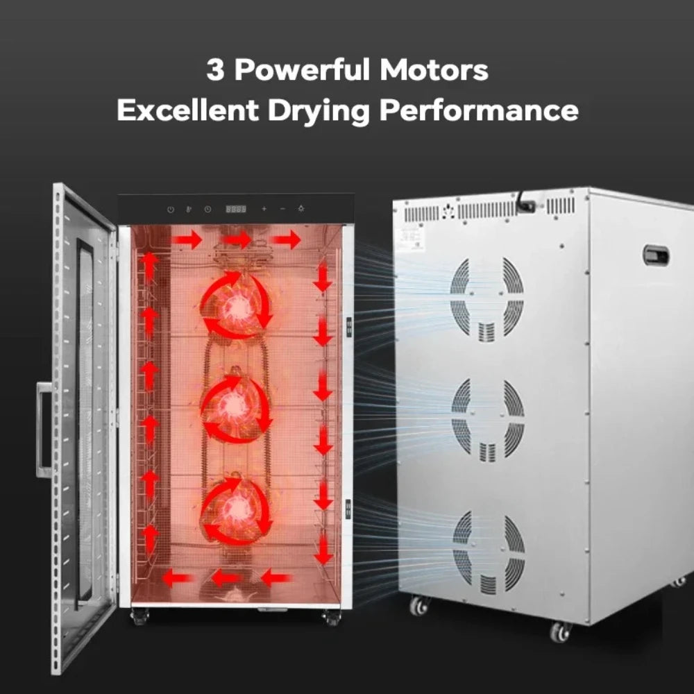 2000w Commercial Food Dehydrator 20 Trays Stainless Steel