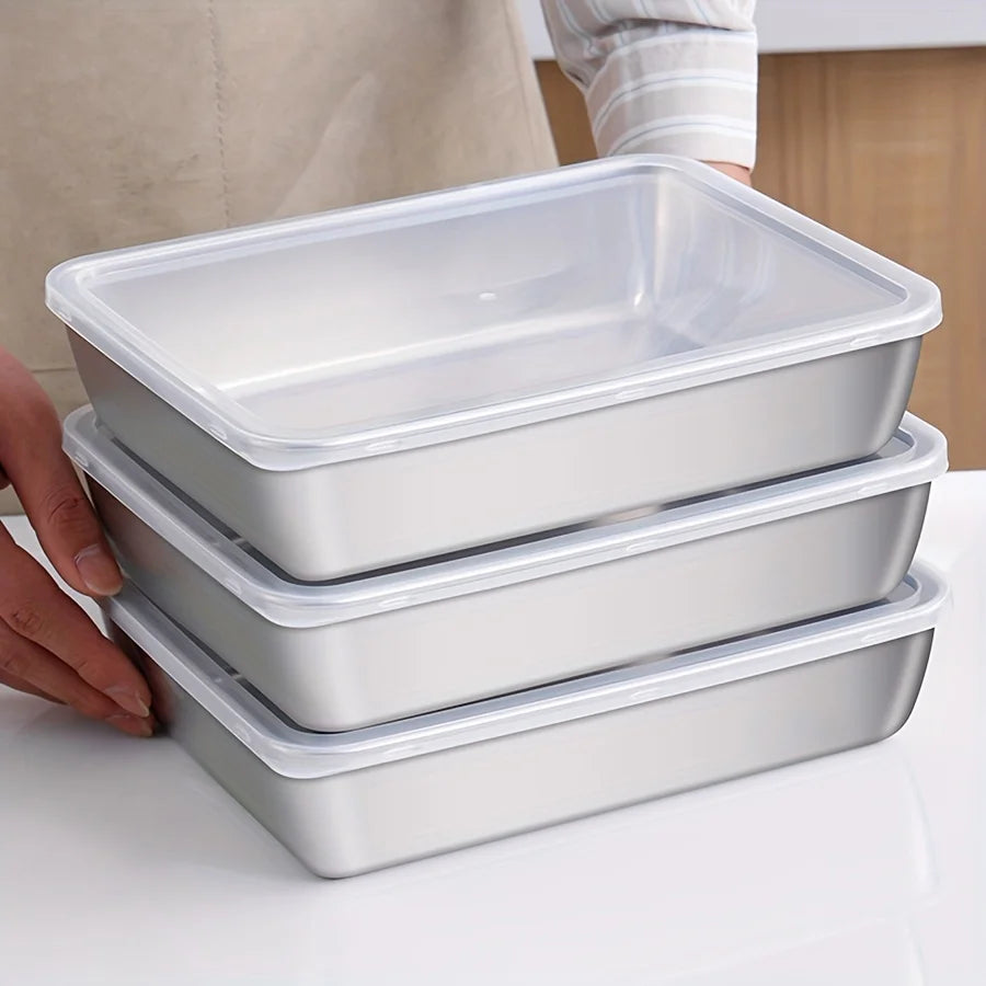 3-Piece Stainless Steel Food Storage Containers - Airtight