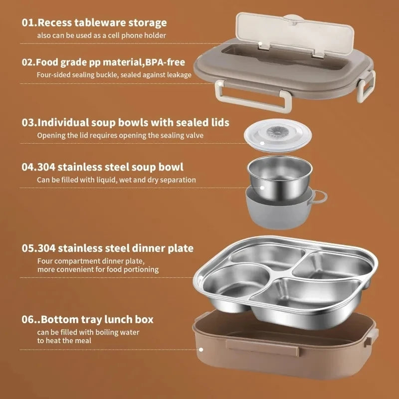 304 Stainless Steel Compartment Insulated Lunch Box Office