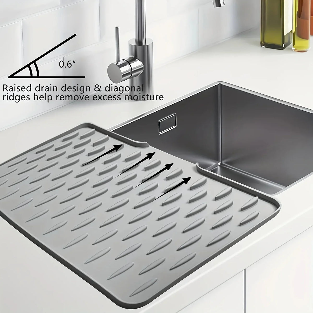 Silicone Drain Mat Built-In Drainage Design Easy To