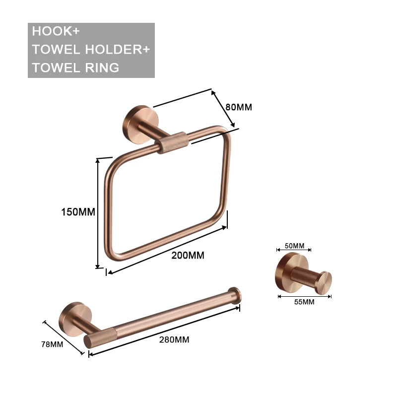 Brushed Rose Gold Stainless Steel Bathroom Hardware Towel