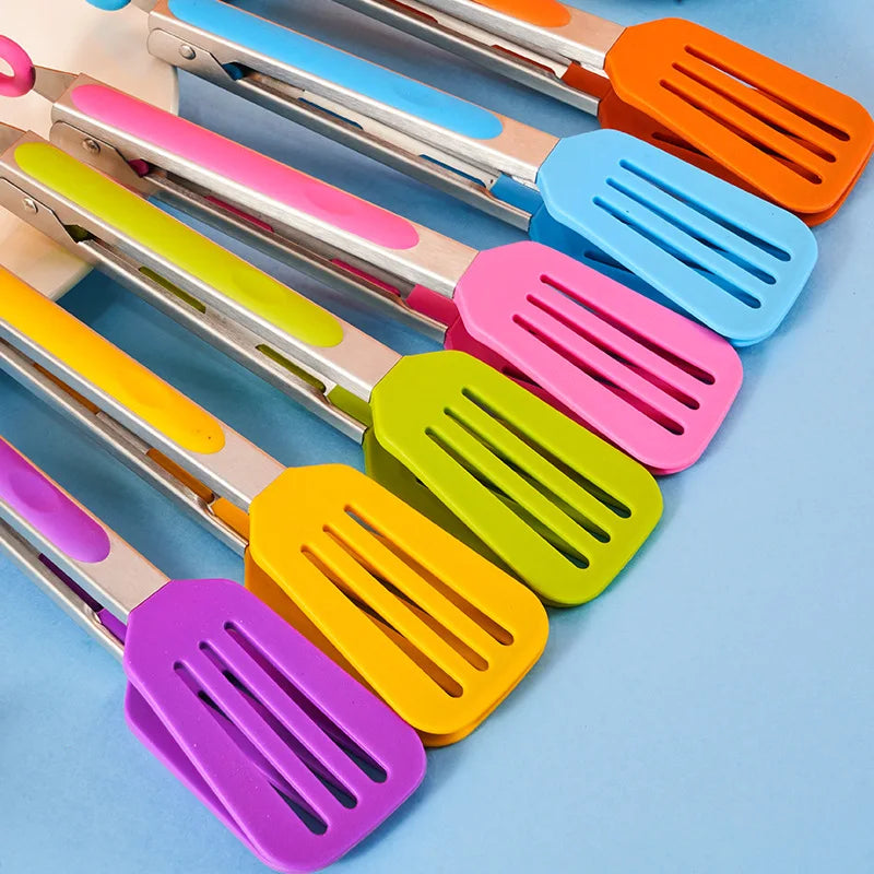 Cooking Non-Stick Tongs Stainless Steel Handle Utensil Pizza