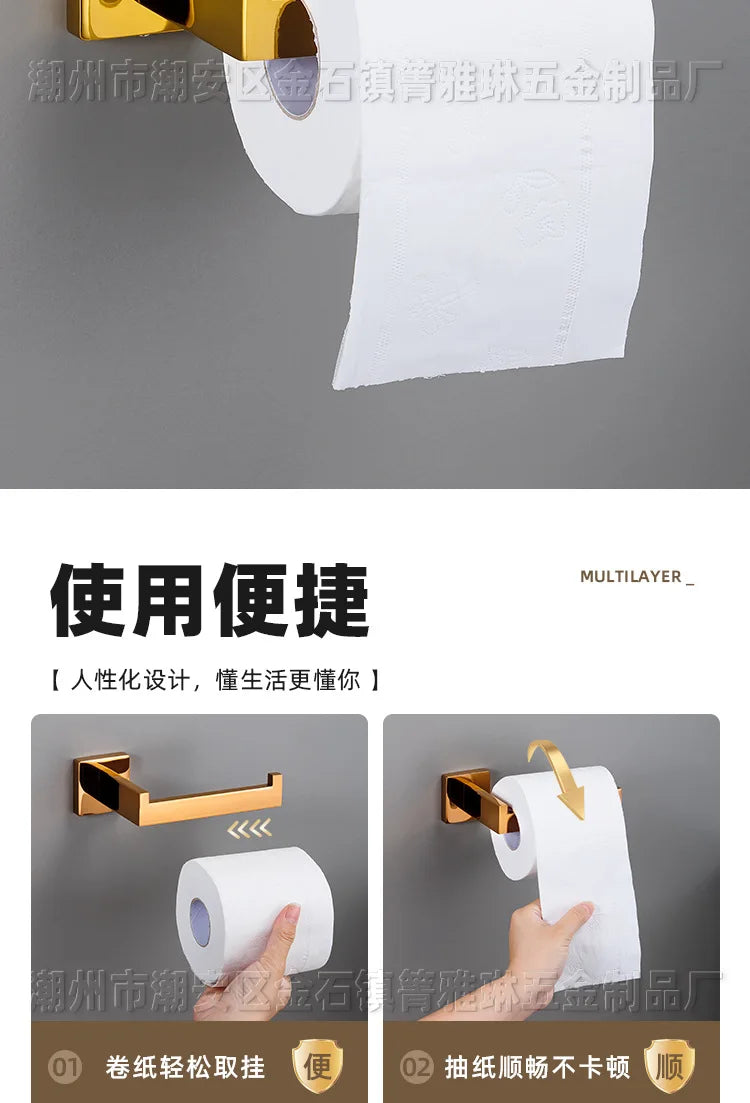 Polished Golden Bathroom Hardware Hook Towel Bar Toilet