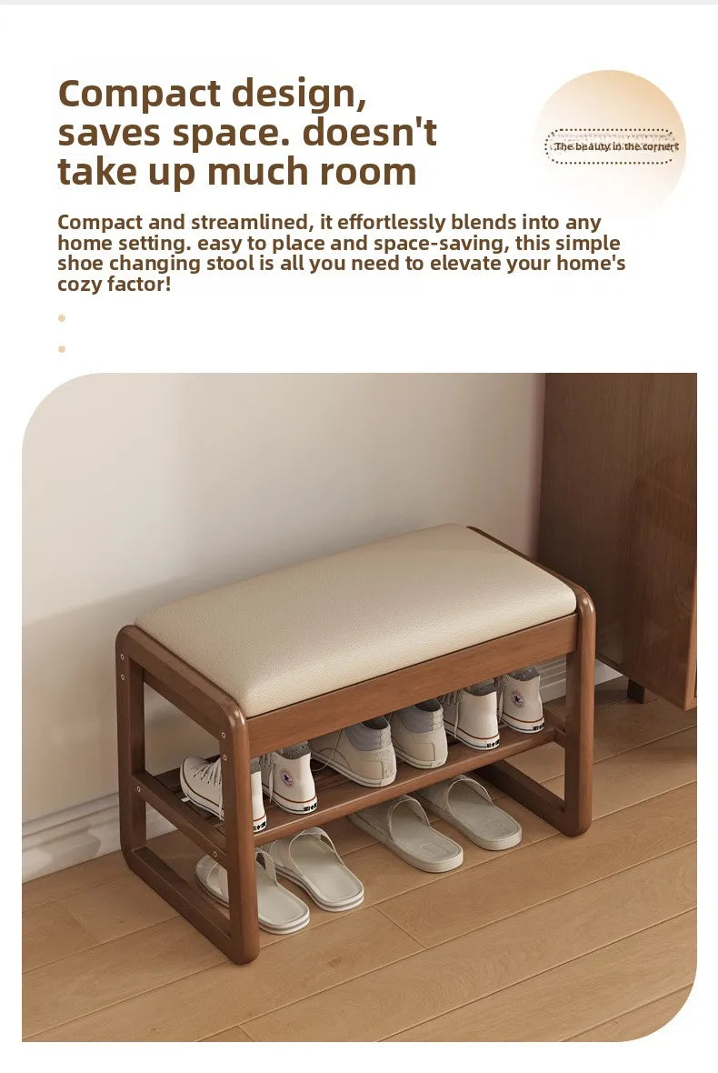 Solid Wood Storage Shoe Exchange Stool Solid Wood