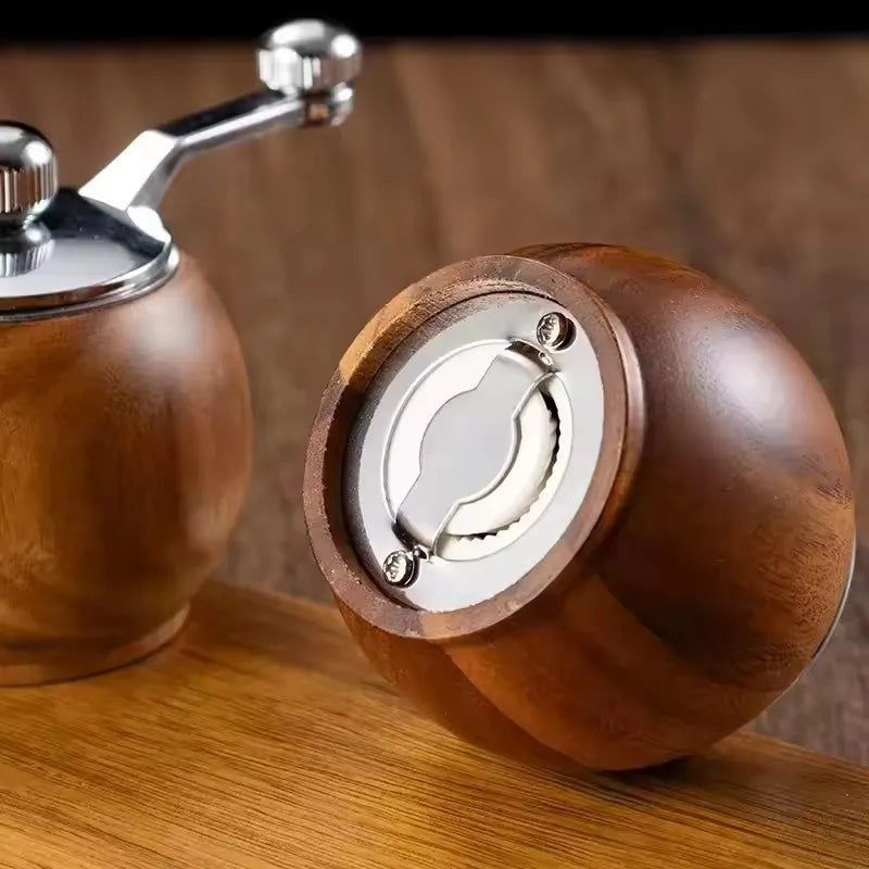 Wood Salt Pepper Mill Hand Operated Mini Ceramic