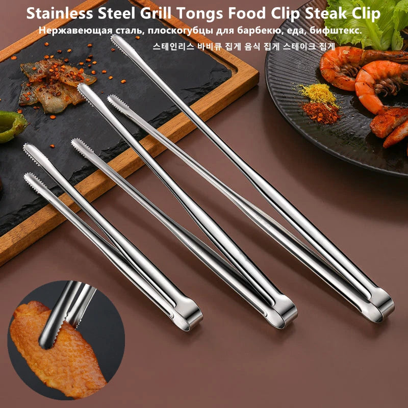 Stainless Steel Grill Tongs Food Clip Bbq Steak