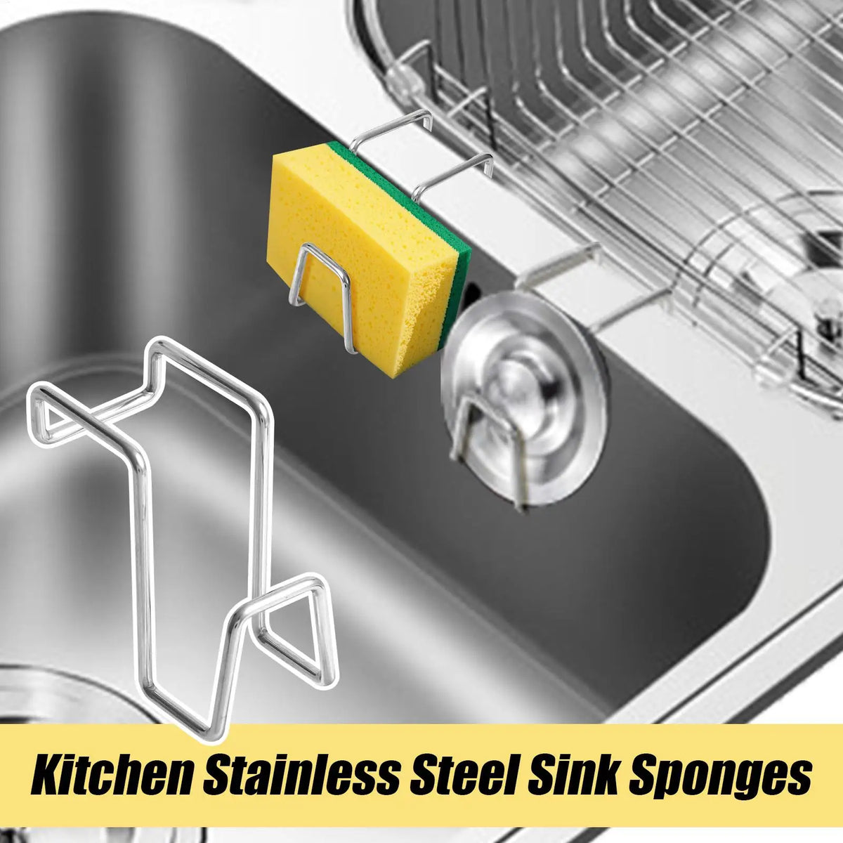Dish Sink Sponge Holder Stainless Steel Quick Draining