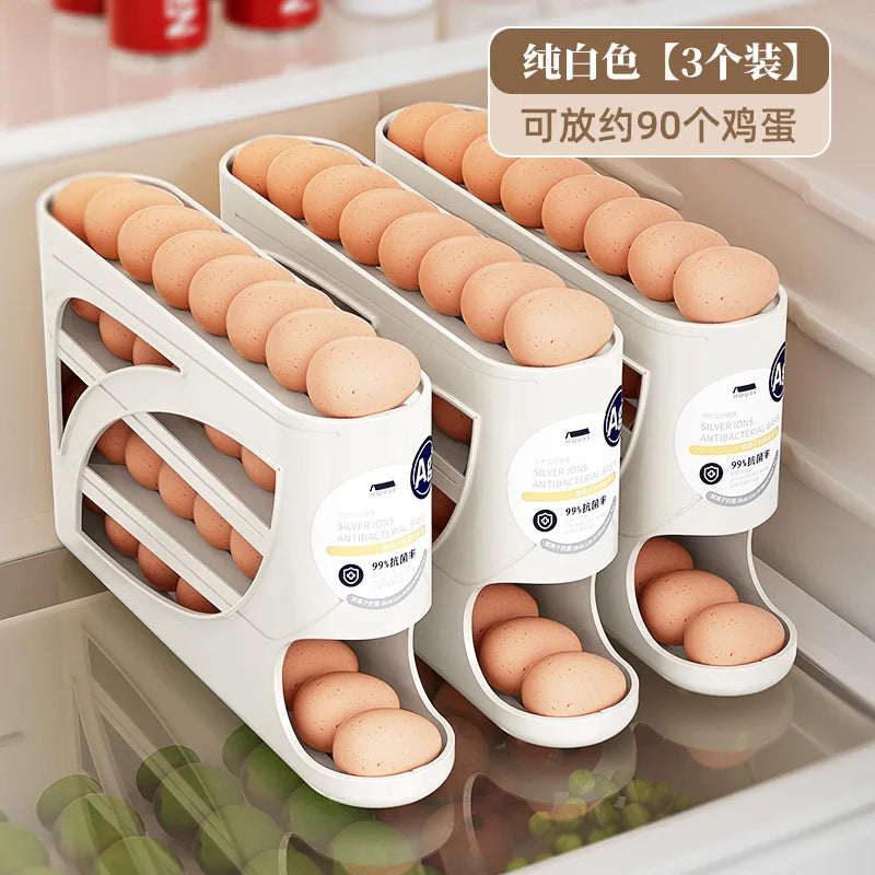 Automatic Rolling Tier Egg Holder Dispenser Refrigerator Egg