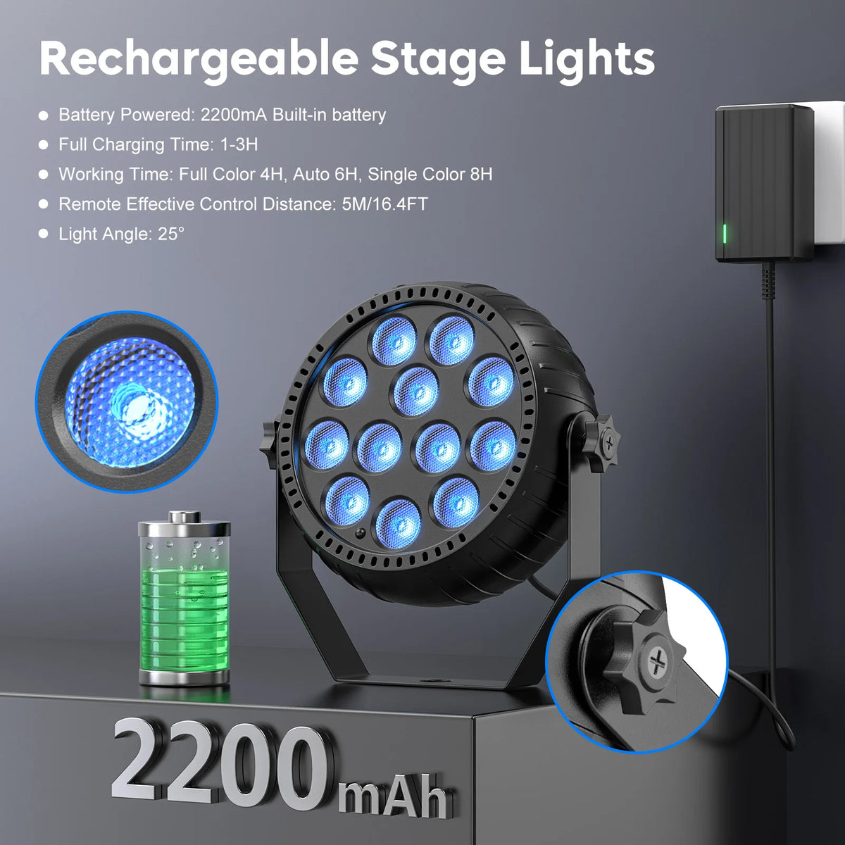 Somspot 4pcs Led Rgb Par Lights Storage Bag
