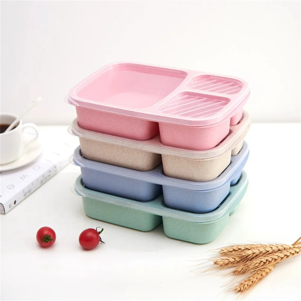 1/4pack Bento Lunch Box Compartment Food Storage Containers
