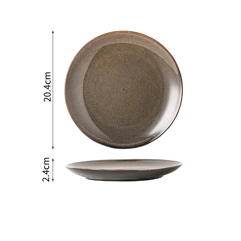 Ceramic Dinner Plate Creative Kiln Change Retro Shallow
