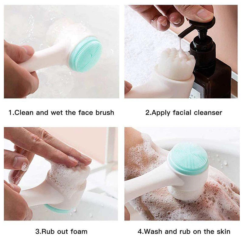 3d Double Silicone Facial Cleansing Brush Massage Facial