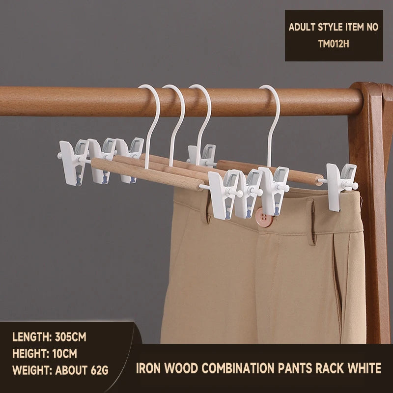 5pcs Trouser Hangers Durable Iron Wood Drying Rack