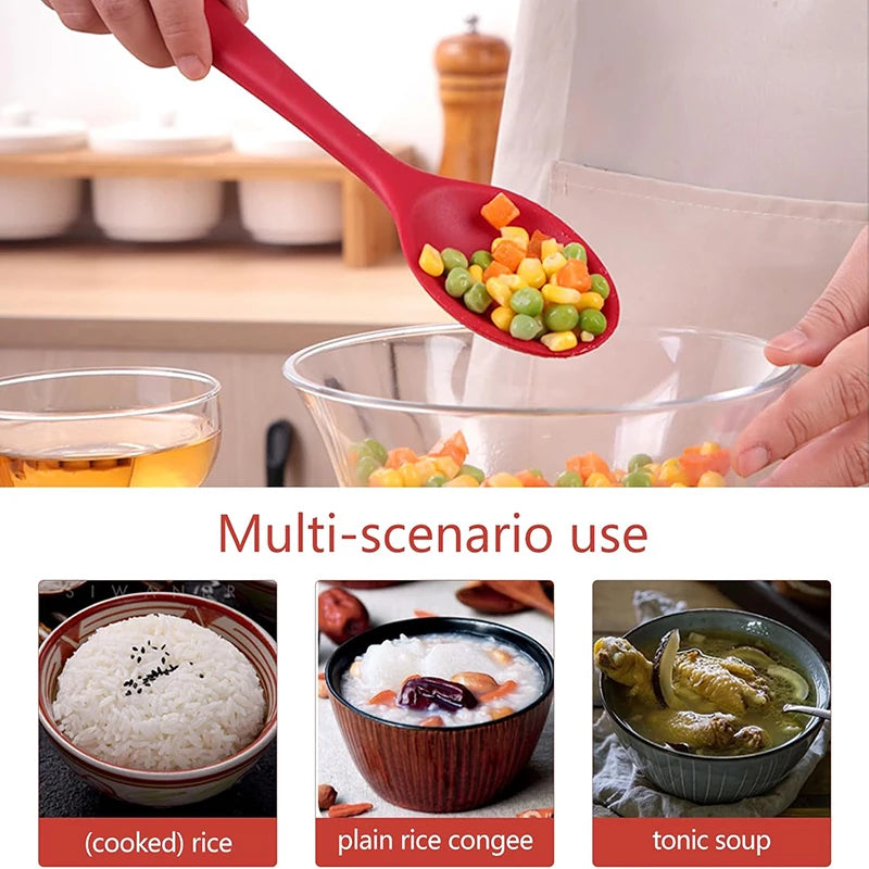 2pcs Silicone Scoop Long Handle Soup Scoop Salad
