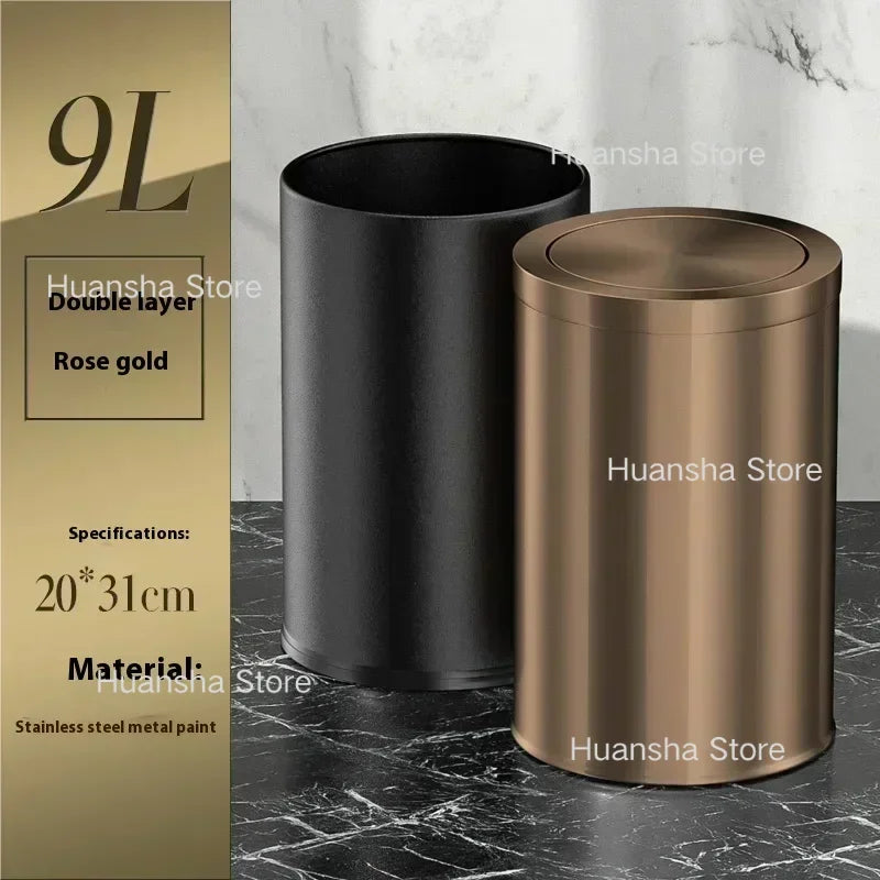 Stainless Steel Trash Can Gold Bathroom Bedroom Recycle