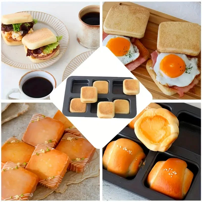 6-Cavity Mini Round Hamburger Baking Pan Sandwich Bread