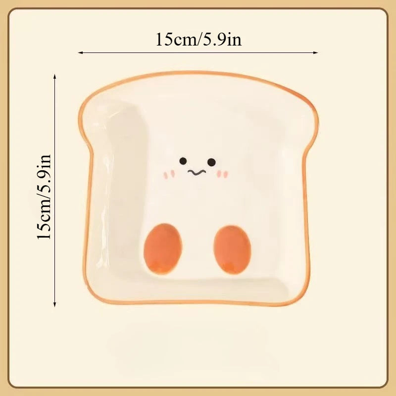Cute Toast Bread Shaped Ceramic Dishes Seasoning Dish