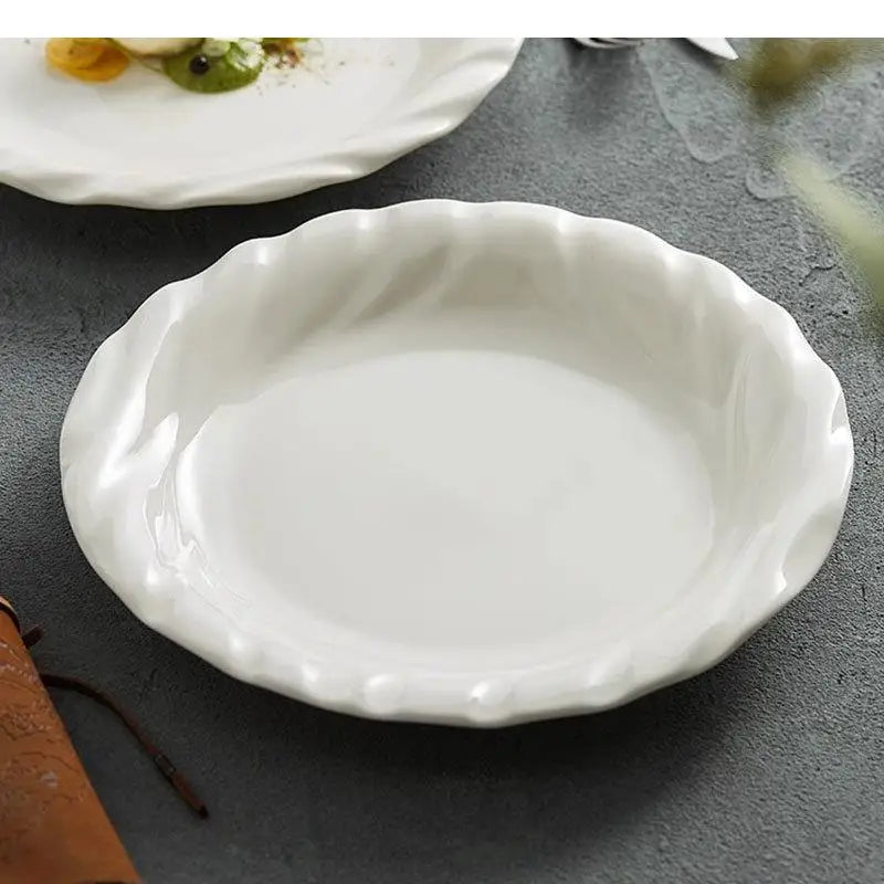 Ceramic Dinner Plate Irregular Shallow Dessert Snack Pasta