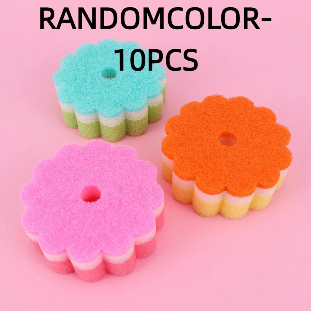 Practical Sponges Scouring Pads Flower Shape Sponge Brush