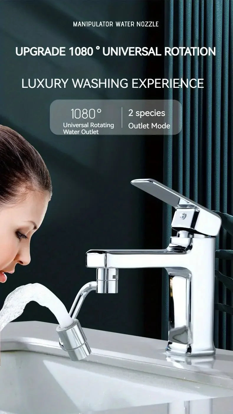 1pc 1080 Swivel Stainless Steel Faucet Extender Universal