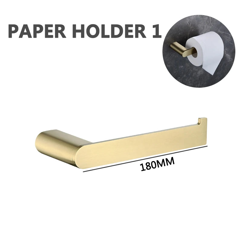 Brushed Gold Towel Ring Holder Bar Rack Brush/Paper