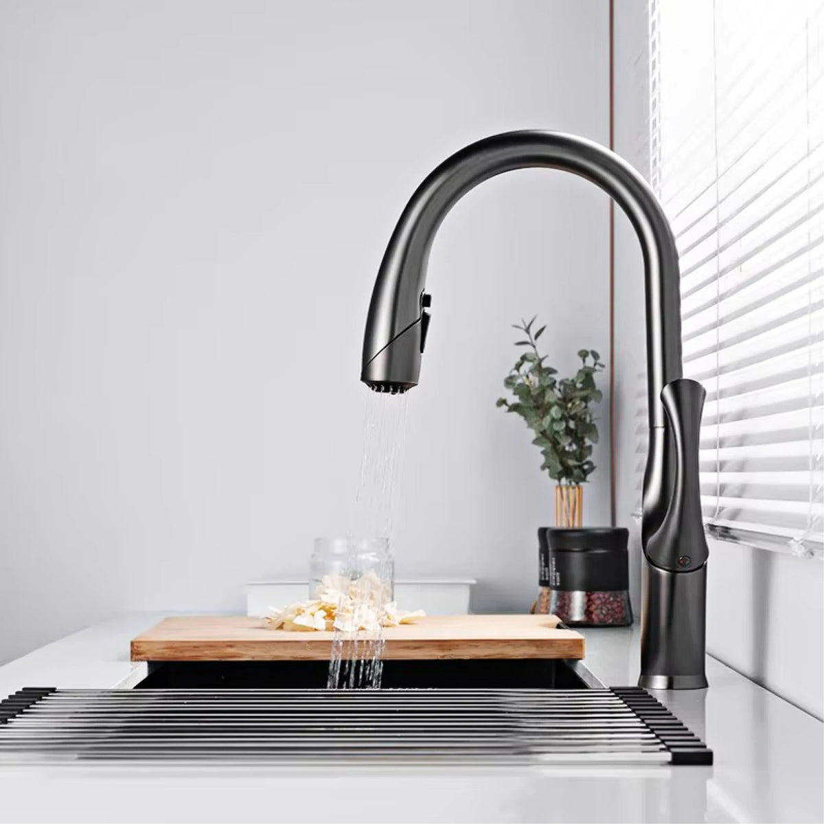 Luxury Black Brass Touch Switch Faucet Handle Ceramic