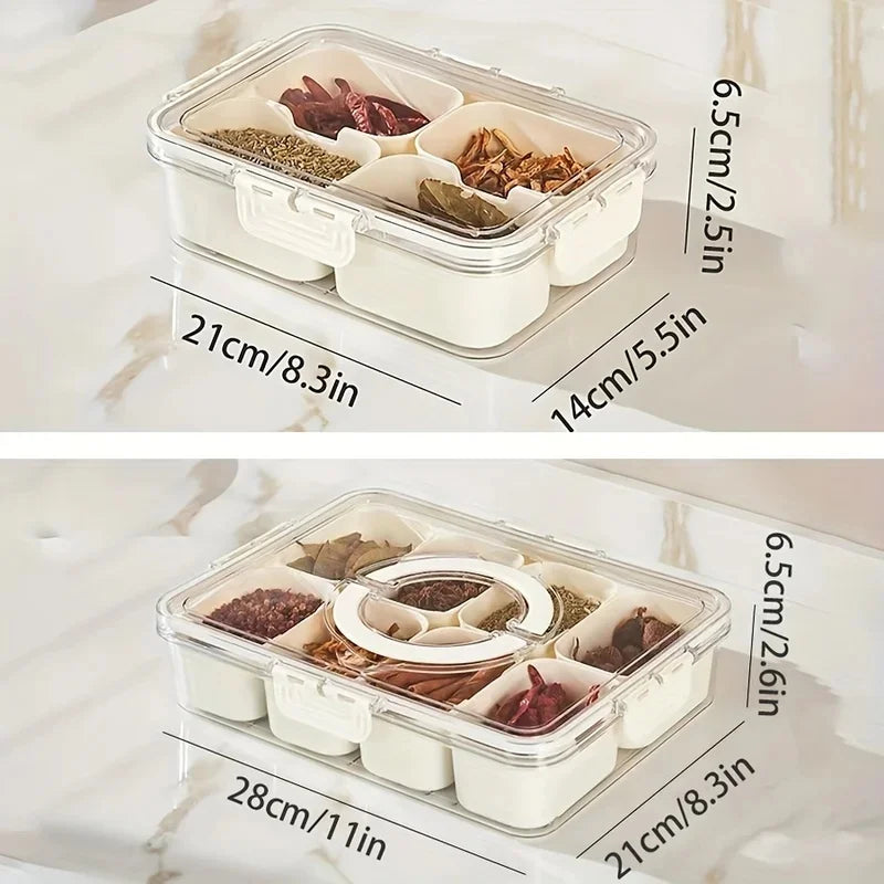 4/8 Compartment Snack Storage Box Lid Travel Charcuterie