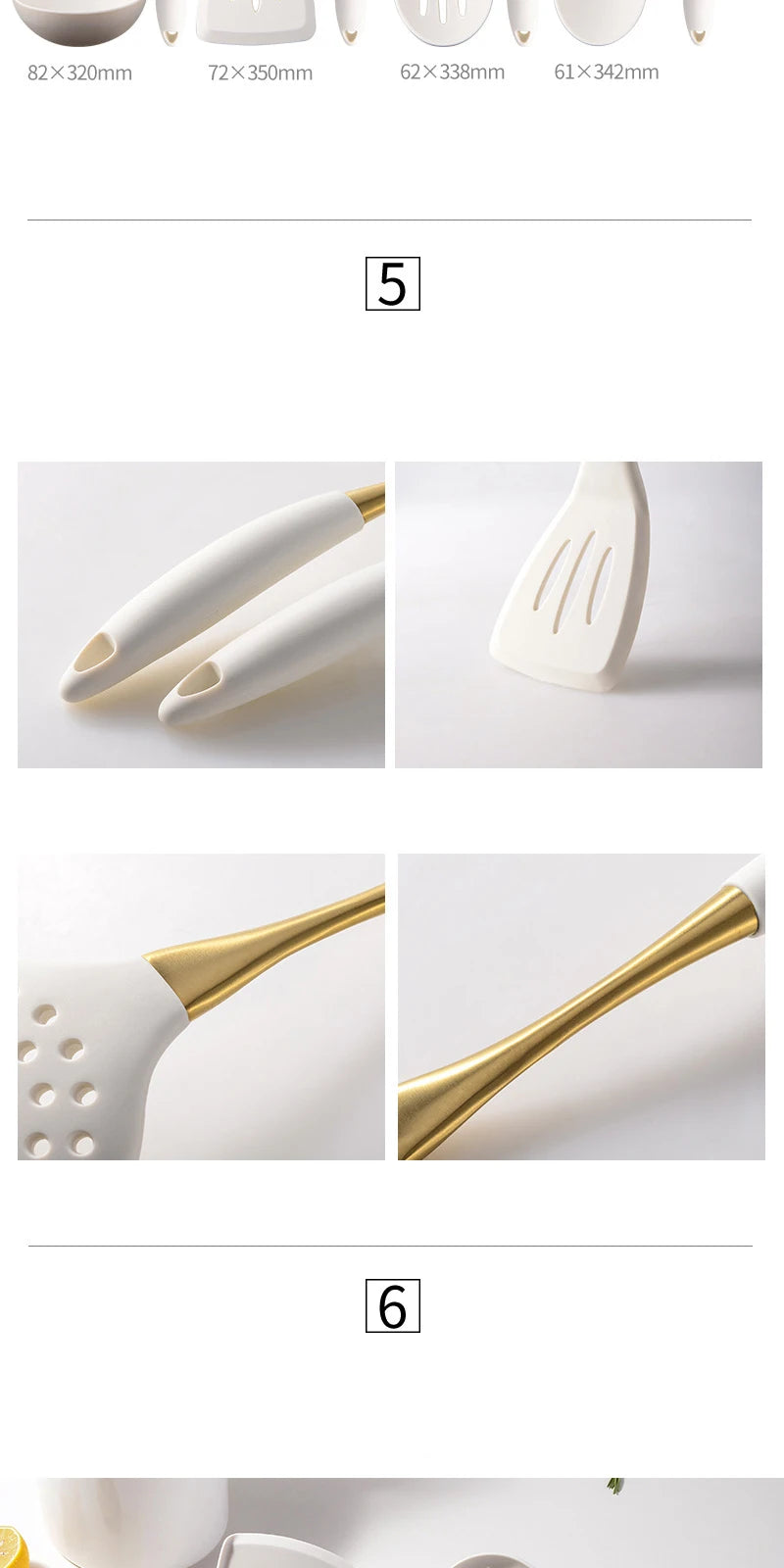 1pc Silicone Kitchenware Cooking Utensils White Gold Spatula