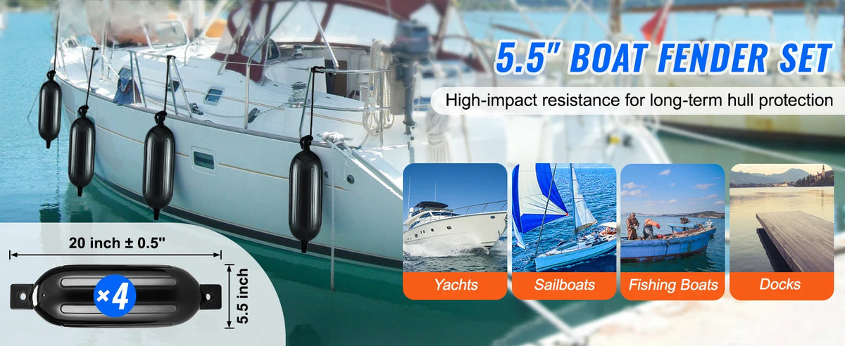 Succebuy Inflatable Ribbed Fender Center Holes Marine Boat