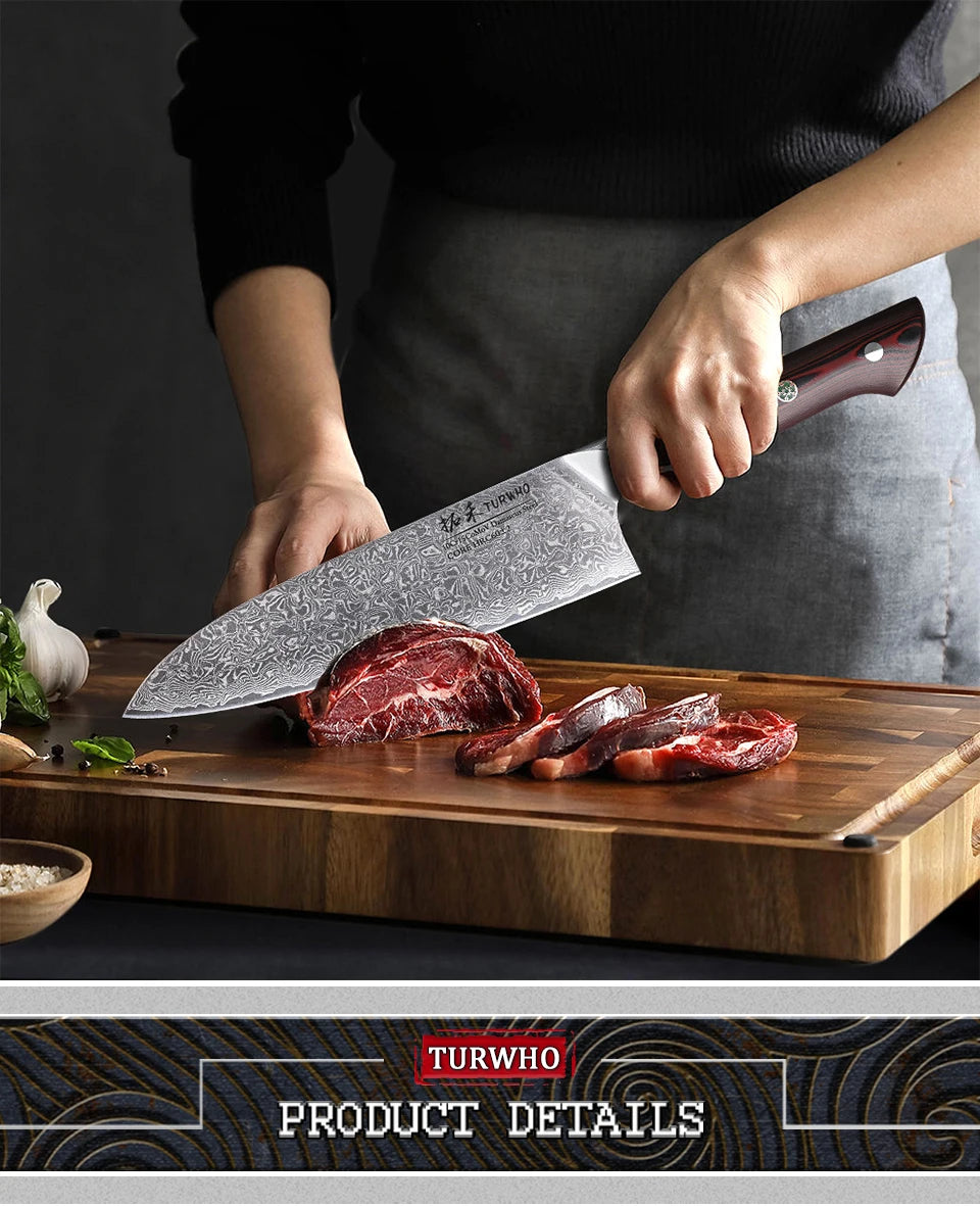 Turwho Professional Japanese Chef Knife 67 Layer Damascus