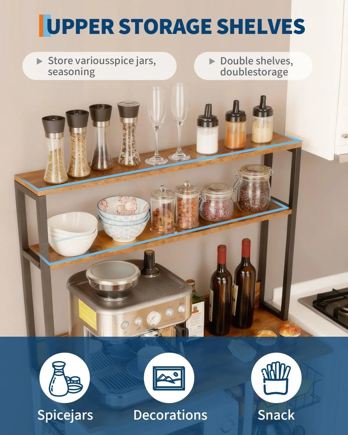 35 Inch Baker Rack Power Outlet Tier Microwave