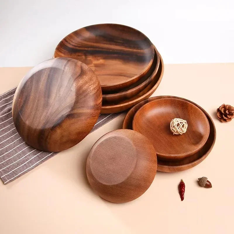 Wood Round Fruit Dish Dim Sum Fruit Salad