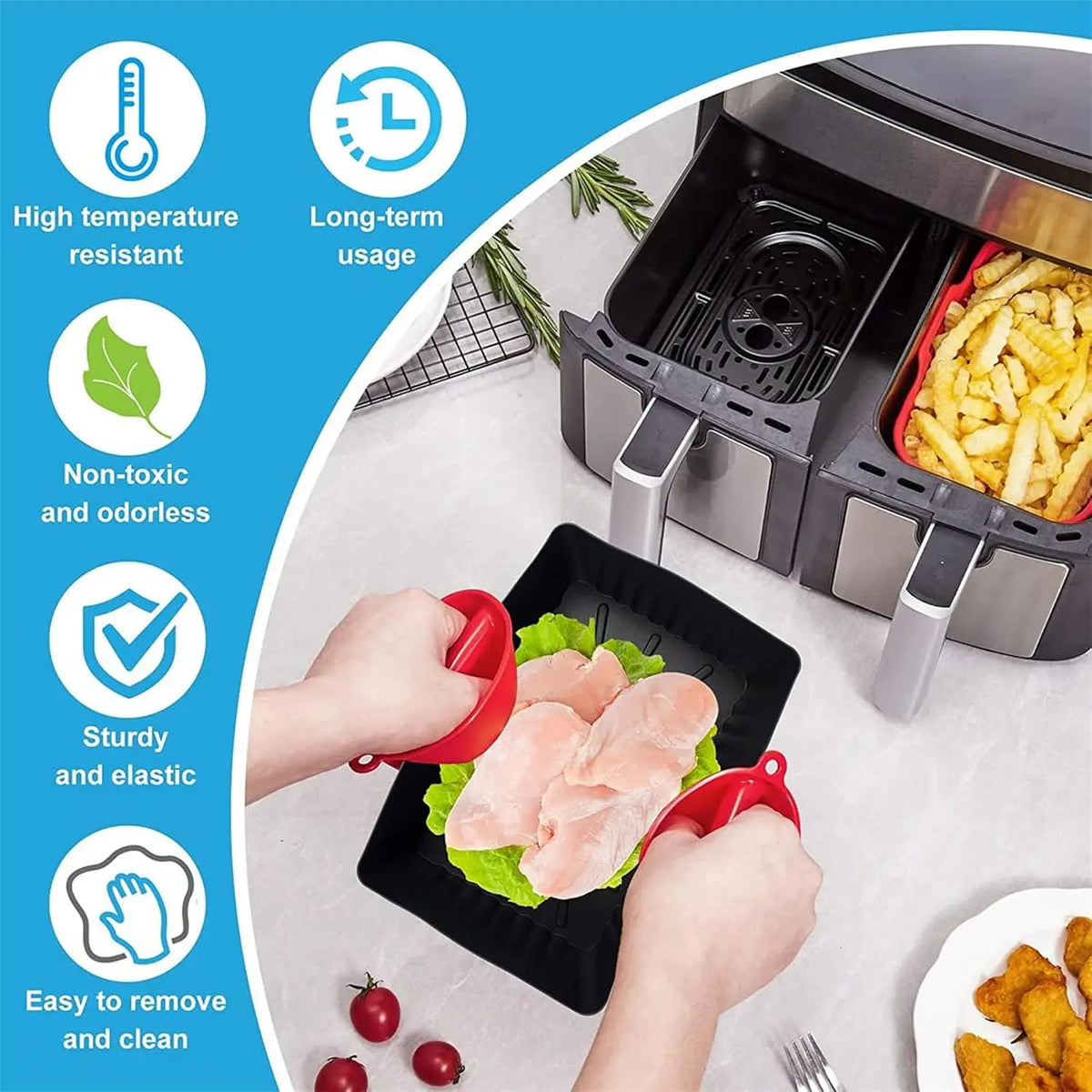 Silicone Mould Air Fryer Rectangular Baking Mould Air