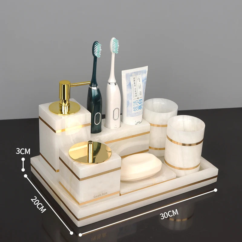 White Onyx Natural Marble Bathroom Gold Luxury Soap