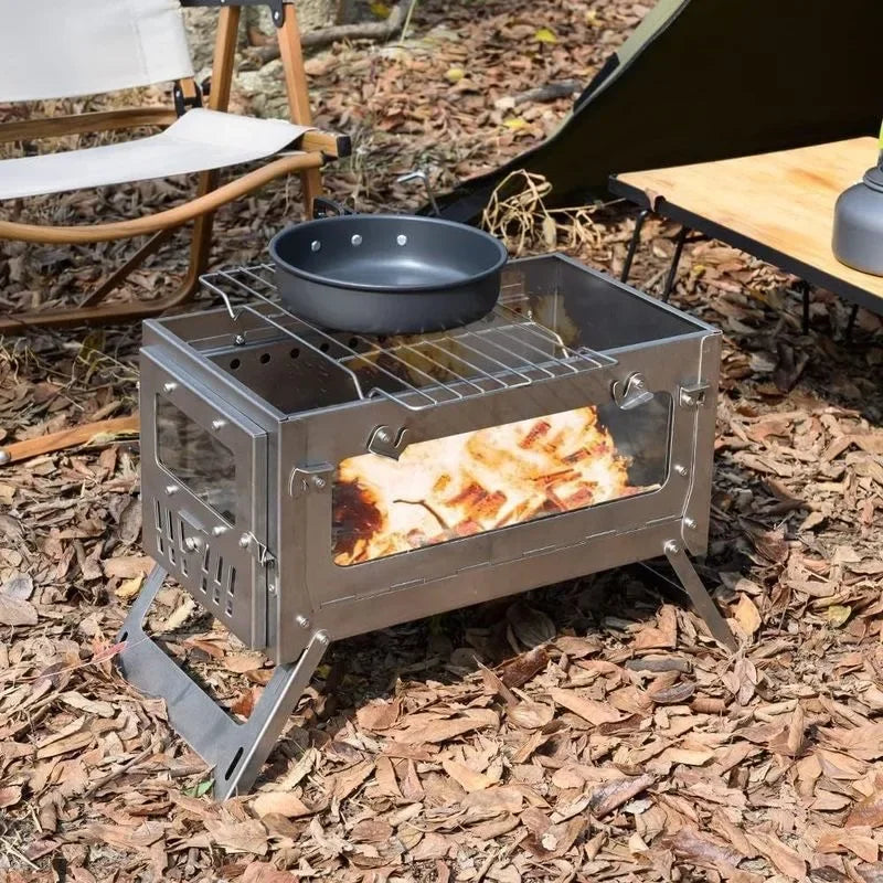 430 Stainless Steel Tent Stove Foldable Side Glass